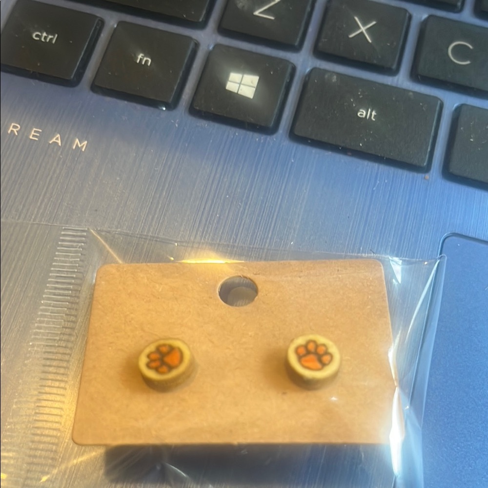 Cute Handmade Paw Print Stud Earrings
